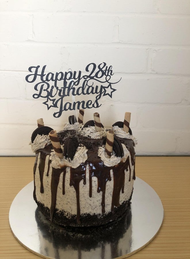 Confetti! Custom Black Glitter Birthday Cake Topper with Personalized Age & Name - Perfect Sparkling Decoration for Kids, Teens, and Adults’ Cakes for 1st, 16th, 18th, 21st, 40th, 60th Birthday - Image 5